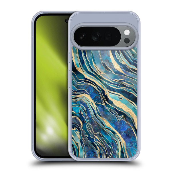 LebensArt Geo Liquid Marble Shimmer Blue Soft Gel Case for Google Pixel 10