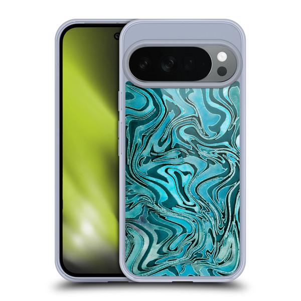 LebensArt Geo Liquid Marble Turquoise Soft Gel Case for Google Pixel 10