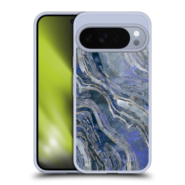 LebensArt Geo Liquid Marble Cold Blue Soft Gel Case for Google Pixel 10 Pro XL