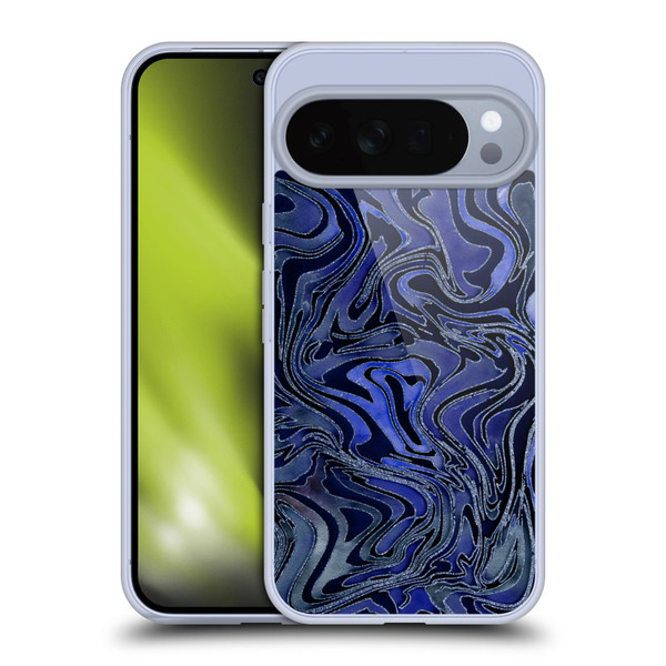 LebensArt Geo Liquid Marble Indigo Soft Gel Case for Google Pixel 10 Pro XL