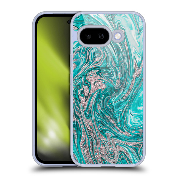LebensArt Geo Liquid Marble Glamour Teal Soft Gel Case for Google Pixel 9A