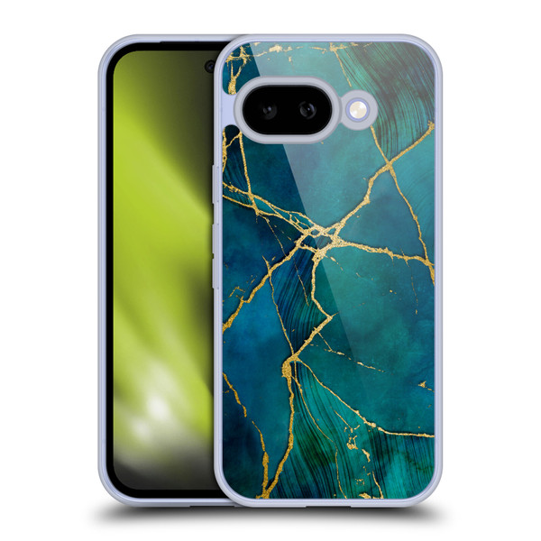 LebensArt Mineral Marble Blue And Gold Soft Gel Case for Google Pixel 9A