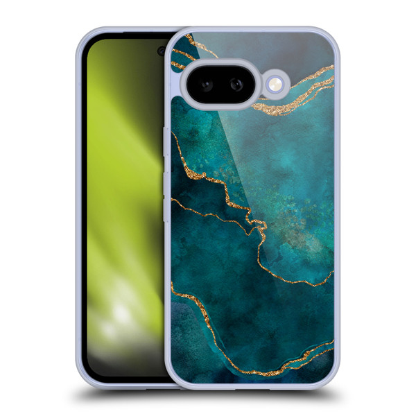 LebensArt Mineral Marble Glam Turquoise Soft Gel Case for Google Pixel 9A