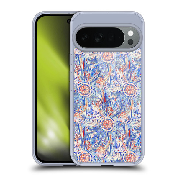 Micklyn Le Feuvre Florals Burst in Blue and Red Soft Gel Case for Google Pixel 10