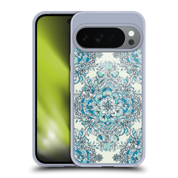 Micklyn Le Feuvre Floral Patterns Diamond Doodle In Teal And Tuquoise Soft Gel Case for Google Pixel 10