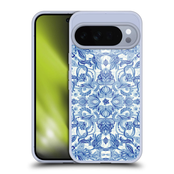 Micklyn Le Feuvre Floral Patterns Denim Blues Soft Gel Case for Google Pixel 10 Pro XL