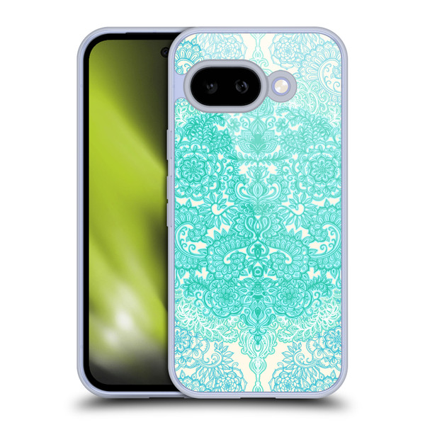 Micklyn Le Feuvre Floral Patterns Mint Green And Aqua Soft Gel Case for Google Pixel 9A