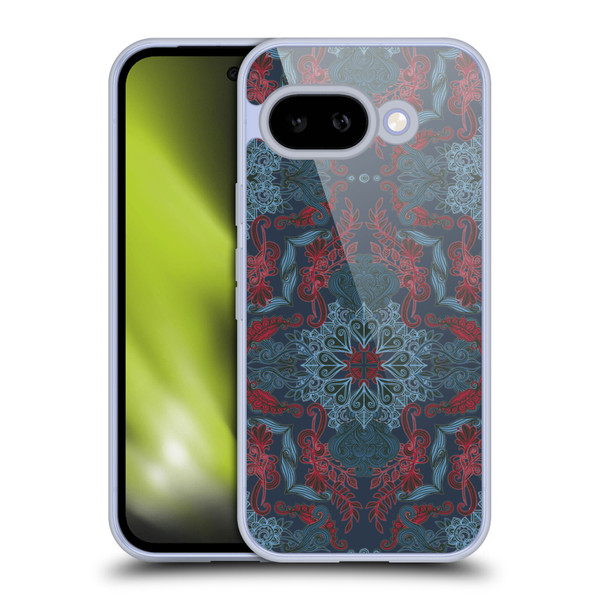 Micklyn Le Feuvre Mandala Fancy Navy Blue and Red Soft Gel Case for Google Pixel 9A