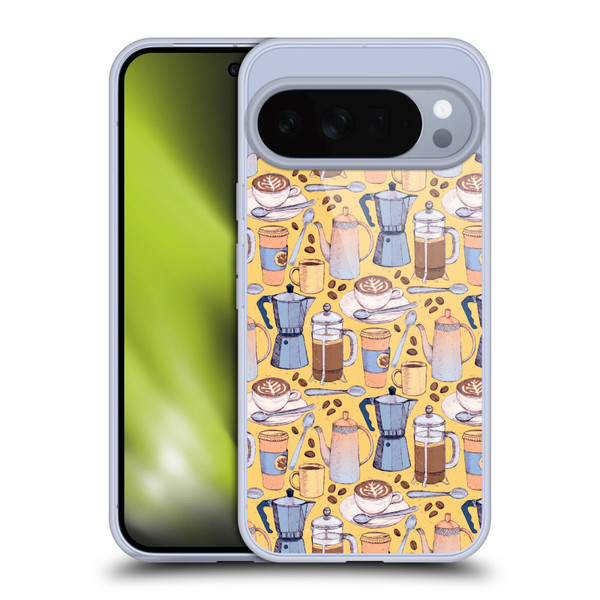 Micklyn Le Feuvre Patterns 2 Coffee Love On Yellow Soft Gel Case for Google Pixel 10 Pro XL