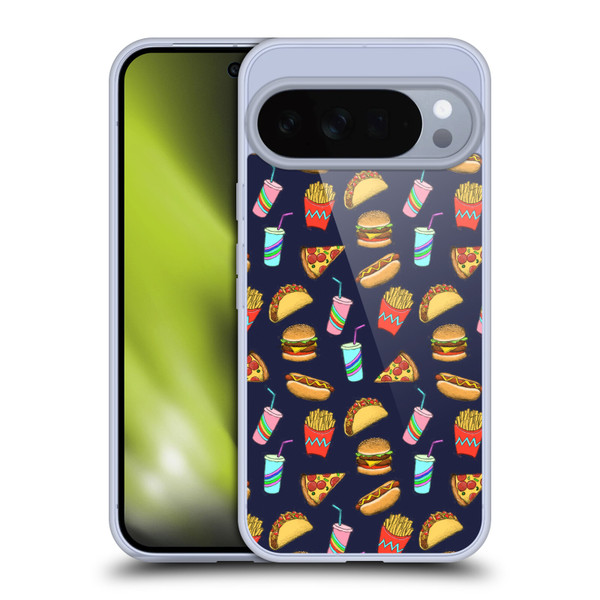 Micklyn Le Feuvre Patterns 2 Fast Food On Navy Soft Gel Case for Google Pixel 10 Pro XL