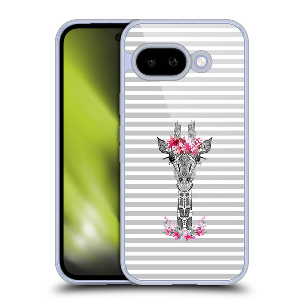 Monika Strigel Flower Giraffe And Stripes Grey Soft Gel Case for Google Pixel 9A