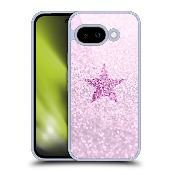 Monika Strigel Glitter Star Pastel Pink Soft Gel Case for Google Pixel 9A