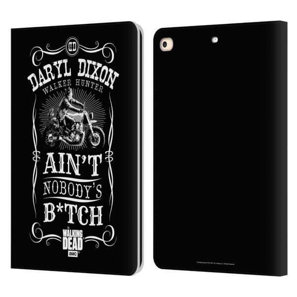 AMC The Walking Dead Daryl Dixon Biker Art Motorcycle Black White Leather Book Wallet Case Cover For Apple iPad 9.7 2017 / iPad 9.7 2018