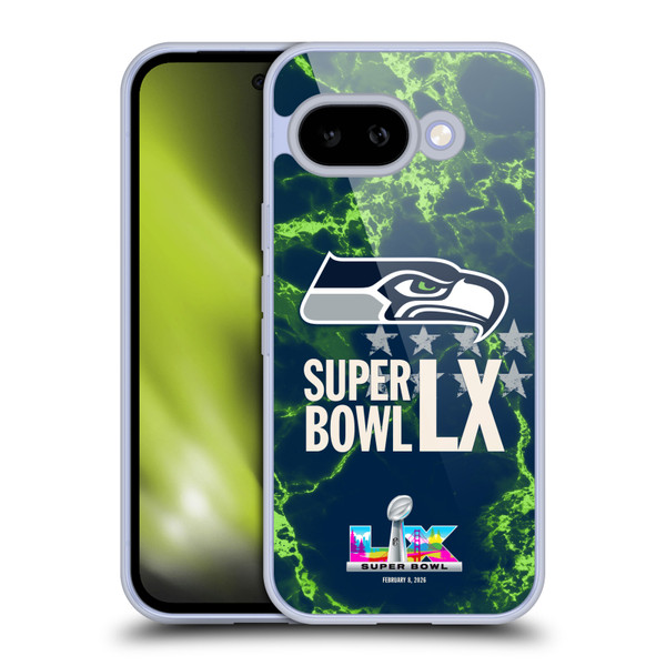 NFL 2026 Super Bowl LX Seahawks Marble Soft Gel Case for Google Pixel 9A