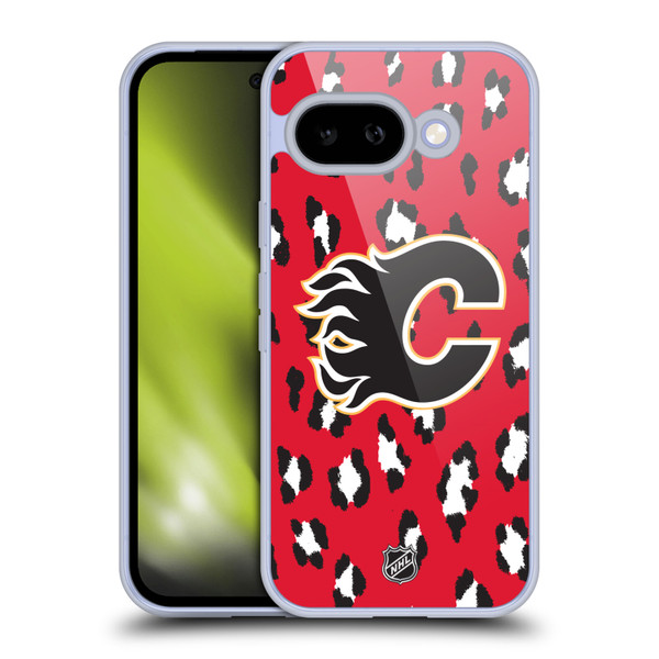 NHL Calgary Flames Leopard Pattern Soft Gel Case for Google Pixel 9A