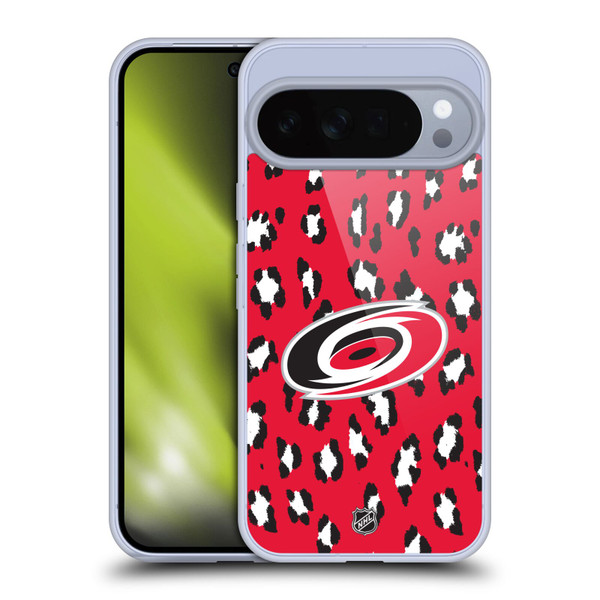 NHL Carolina Hurricanes Leopard Pattern Soft Gel Case for Google Pixel 10 Pro XL