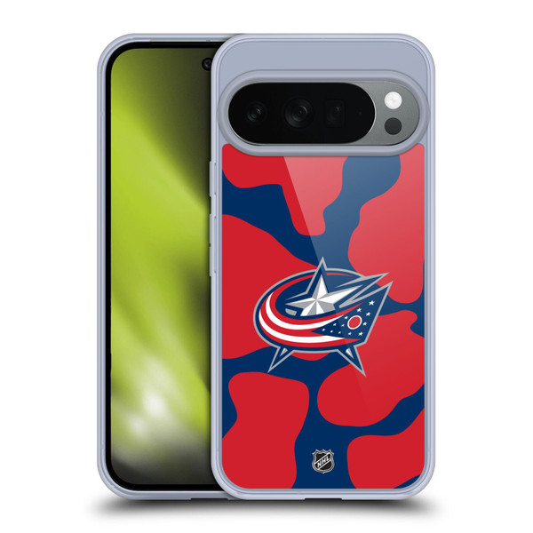 NHL Columbus Blue Jackets Cow Pattern Soft Gel Case for Google Pixel 10