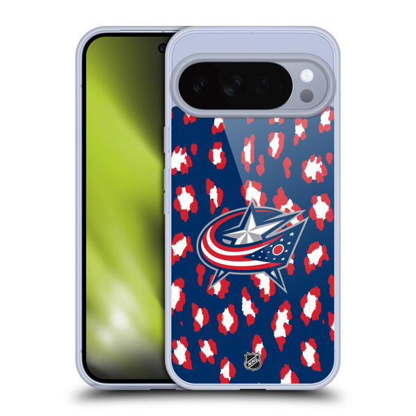 NHL Columbus Blue Jackets Leopard Pattern Soft Gel Case for Google Pixel 10 Pro XL