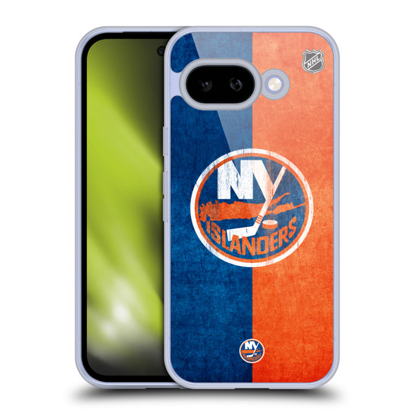 NHL New York Islanders Half Distressed Soft Gel Case for Google Pixel 9A