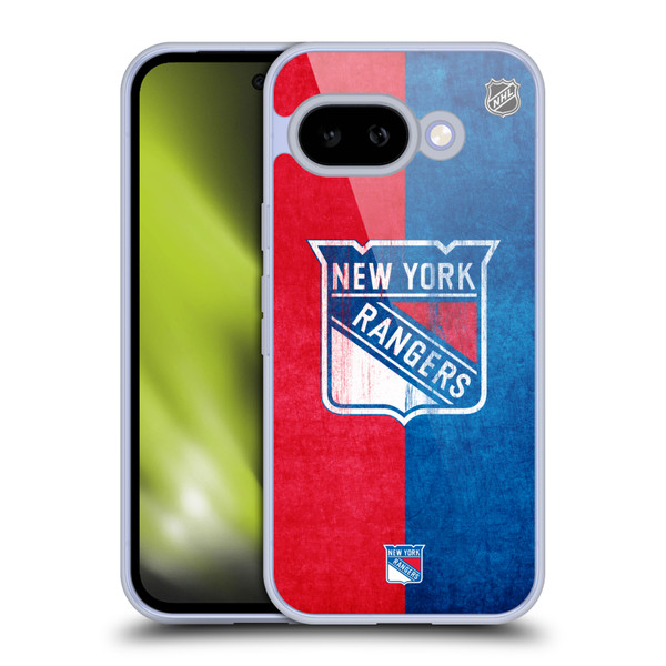 NHL New York Rangers Half Distressed Soft Gel Case for Google Pixel 9A