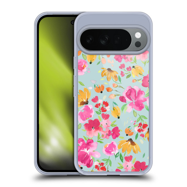 Ninola Spring Floral Flowers Blue Soft Gel Case for Google Pixel 10