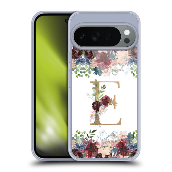 Nature Magick Flowers Monogram Floral Gold Letter E Soft Gel Case for Google Pixel 10