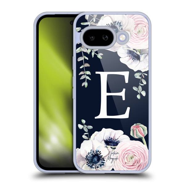 Nature Magick Floral Monogram Navy Flowers 1 Letter E Soft Gel Case for Google Pixel 9A