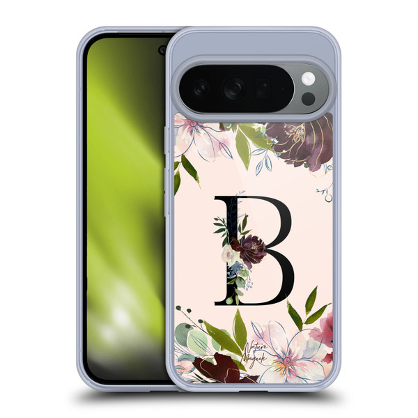 Nature Magick Rose Gold Flowers Monogram 1 Letter B Soft Gel Case for Google Pixel 10