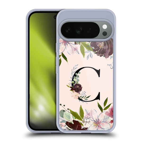 Nature Magick Rose Gold Flowers Monogram 1 Letter C Soft Gel Case for Google Pixel 10