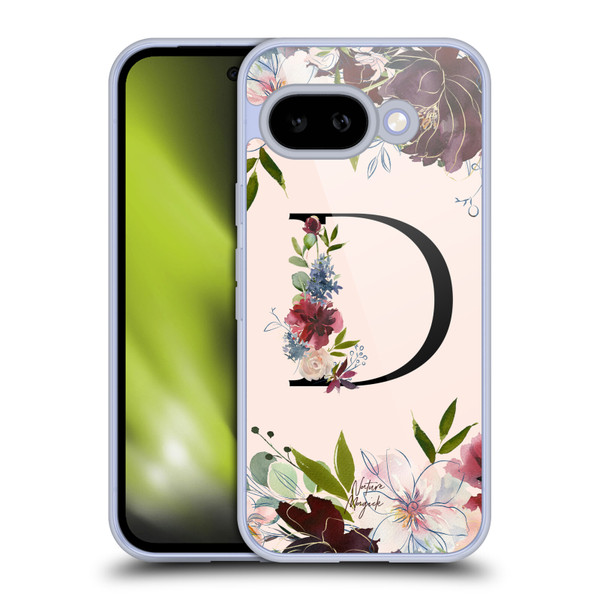 Nature Magick Rose Gold Flowers Monogram 1 Letter D Soft Gel Case for Google Pixel 9A