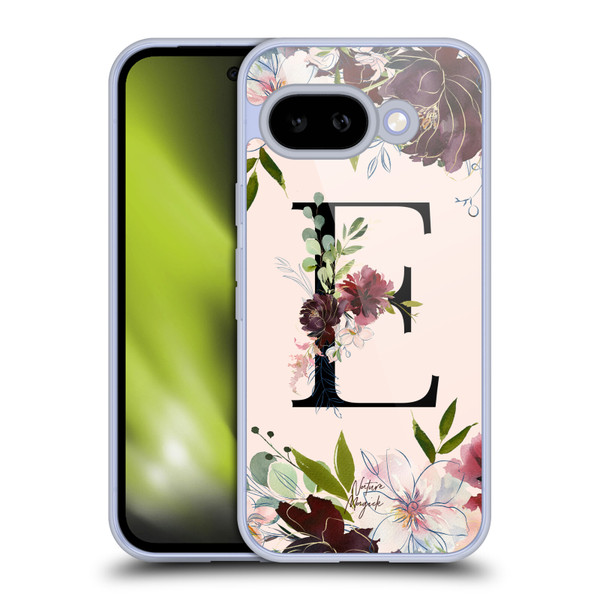 Nature Magick Rose Gold Flowers Monogram 1 Letter E Soft Gel Case for Google Pixel 9A