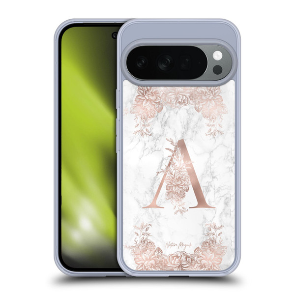 Nature Magick Rose Gold Marble Monogram Letter A Soft Gel Case for Google Pixel 10