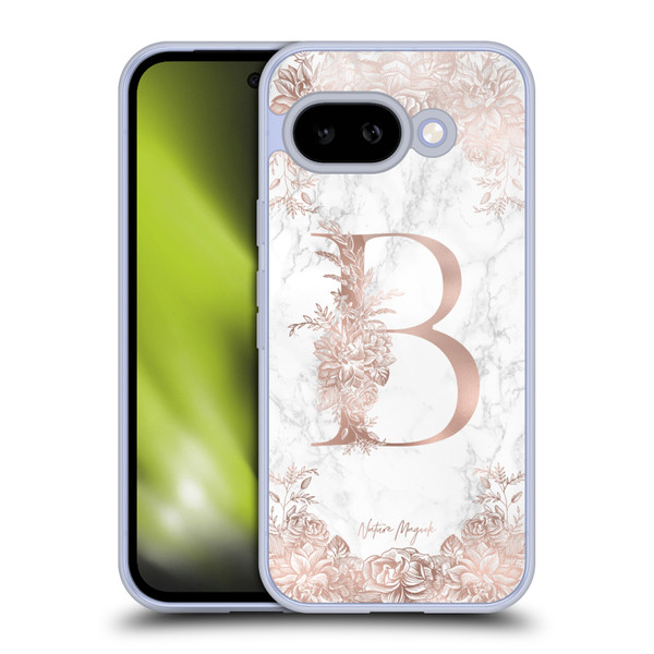 Nature Magick Rose Gold Marble Monogram Letter B Soft Gel Case for Google Pixel 9A