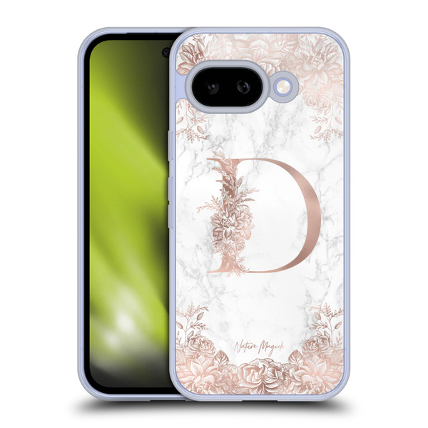 Nature Magick Rose Gold Marble Monogram Letter D Soft Gel Case for Google Pixel 9A