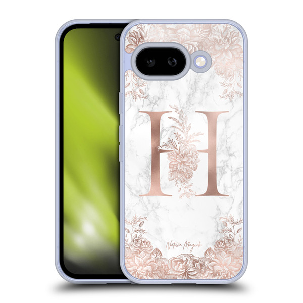 Nature Magick Rose Gold Marble Monogram Letter H Soft Gel Case for Google Pixel 9A