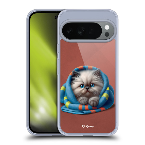 P.D. Moreno Play Cat Artwork Blue Towel Soft Gel Case for Google Pixel 10