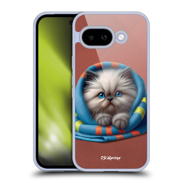 P.D. Moreno Play Cat Artwork Blue Towel Soft Gel Case for Google Pixel 9A