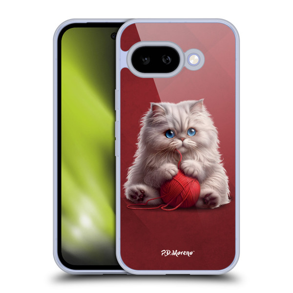 P.D. Moreno Play Cat Artwork Red Yarn Soft Gel Case for Google Pixel 9A
