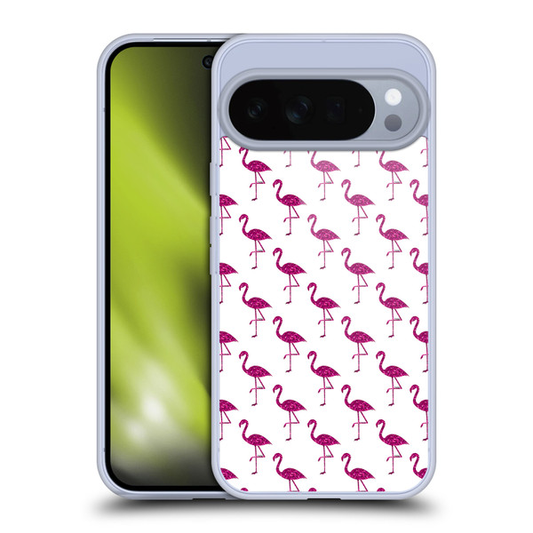 PLdesign Sparkly Flamingo Pink Pattern On White Soft Gel Case for Google Pixel 10 Pro XL