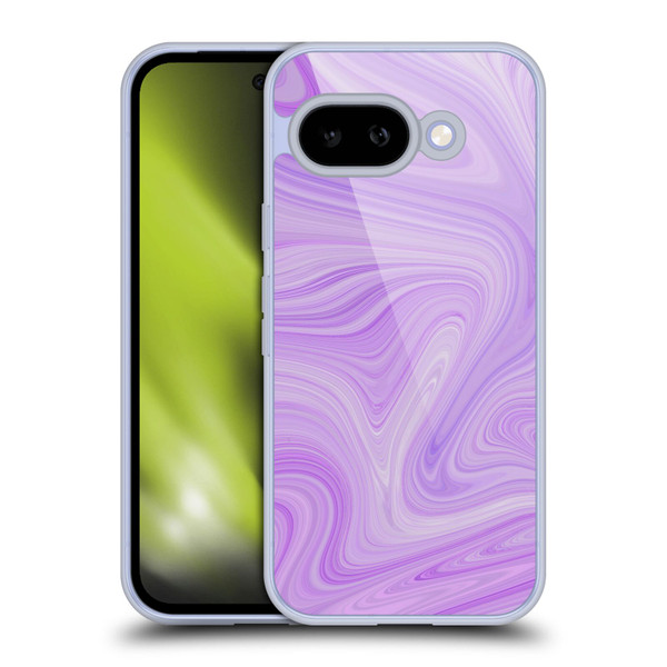 Suzan Lind Marble Swirls Purple White Soft Gel Case for Google Pixel 9A