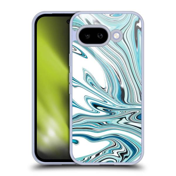 Suzan Lind Marble Swirls Teal White Soft Gel Case for Google Pixel 9A