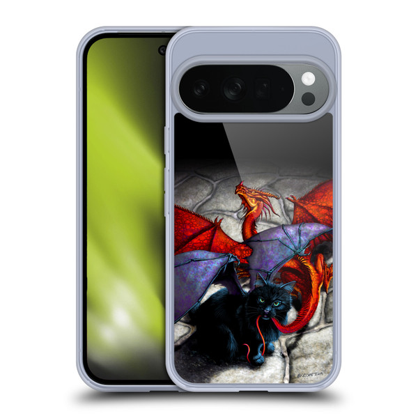 Stanley Morrison Art Bat Winged Black Cat & Dragon Soft Gel Case for Google Pixel 10