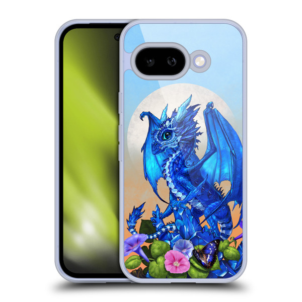 Stanley Morrison Art Blue Sapphire Dragon & Flowers Soft Gel Case for Google Pixel 9A