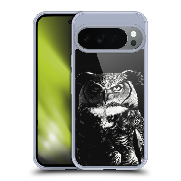Stanley Morrison Black And White Great Horned Owl Soft Gel Case for Google Pixel 10