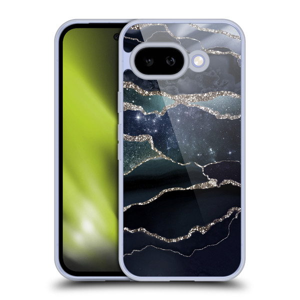UtArt Dark Night Marble Silver Midnight Sky Soft Gel Case for Google Pixel 9A