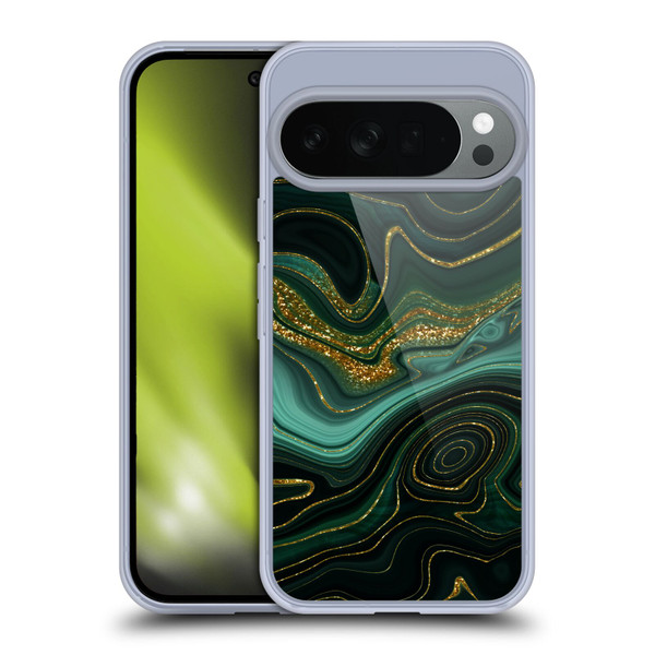 UtArt Malachite Emerald Gilded Teal Soft Gel Case for Google Pixel 10