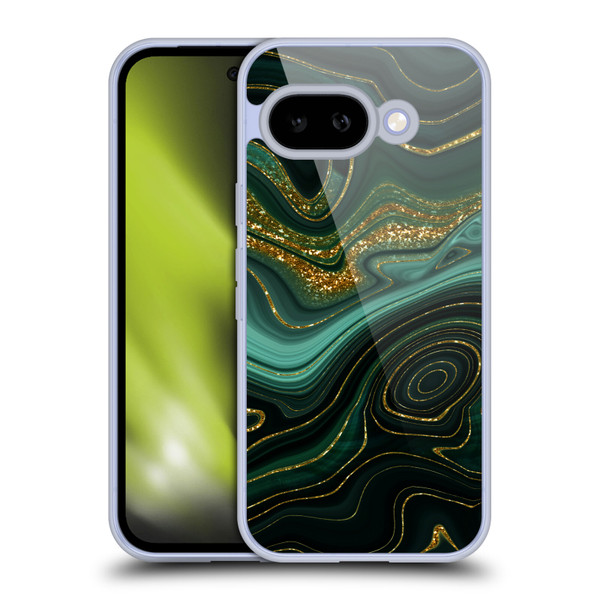 UtArt Malachite Emerald Gilded Teal Soft Gel Case for Google Pixel 9A