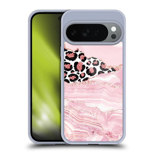 UtArt Wild Cat Marble Pink Glitter Soft Gel Case for Google Pixel 10