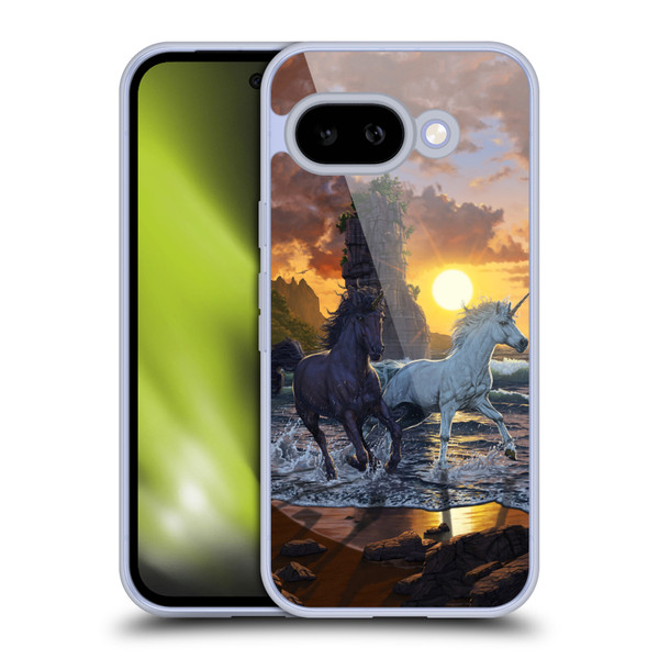 Vincent Hie Key Art Unicorns On The Beach Soft Gel Case for Google Pixel 9A