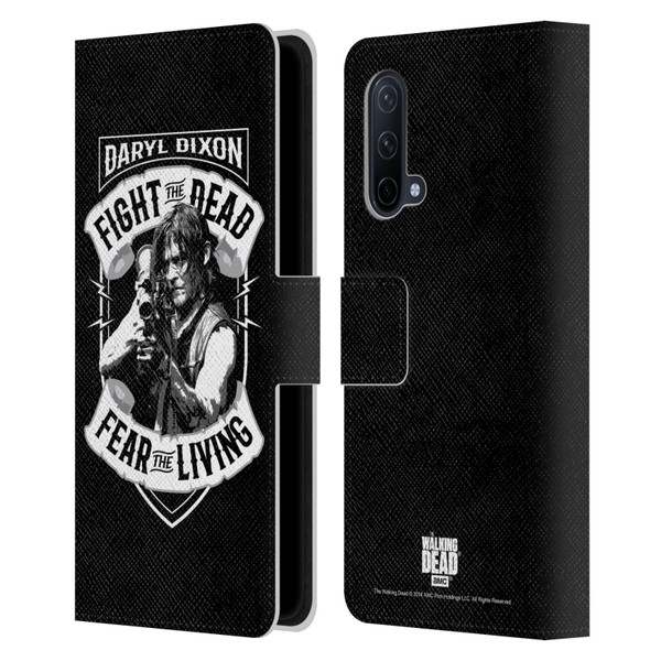 AMC The Walking Dead Daryl Dixon Biker Art RPG Black White Leather Book Wallet Case Cover For OnePlus Nord CE 5G